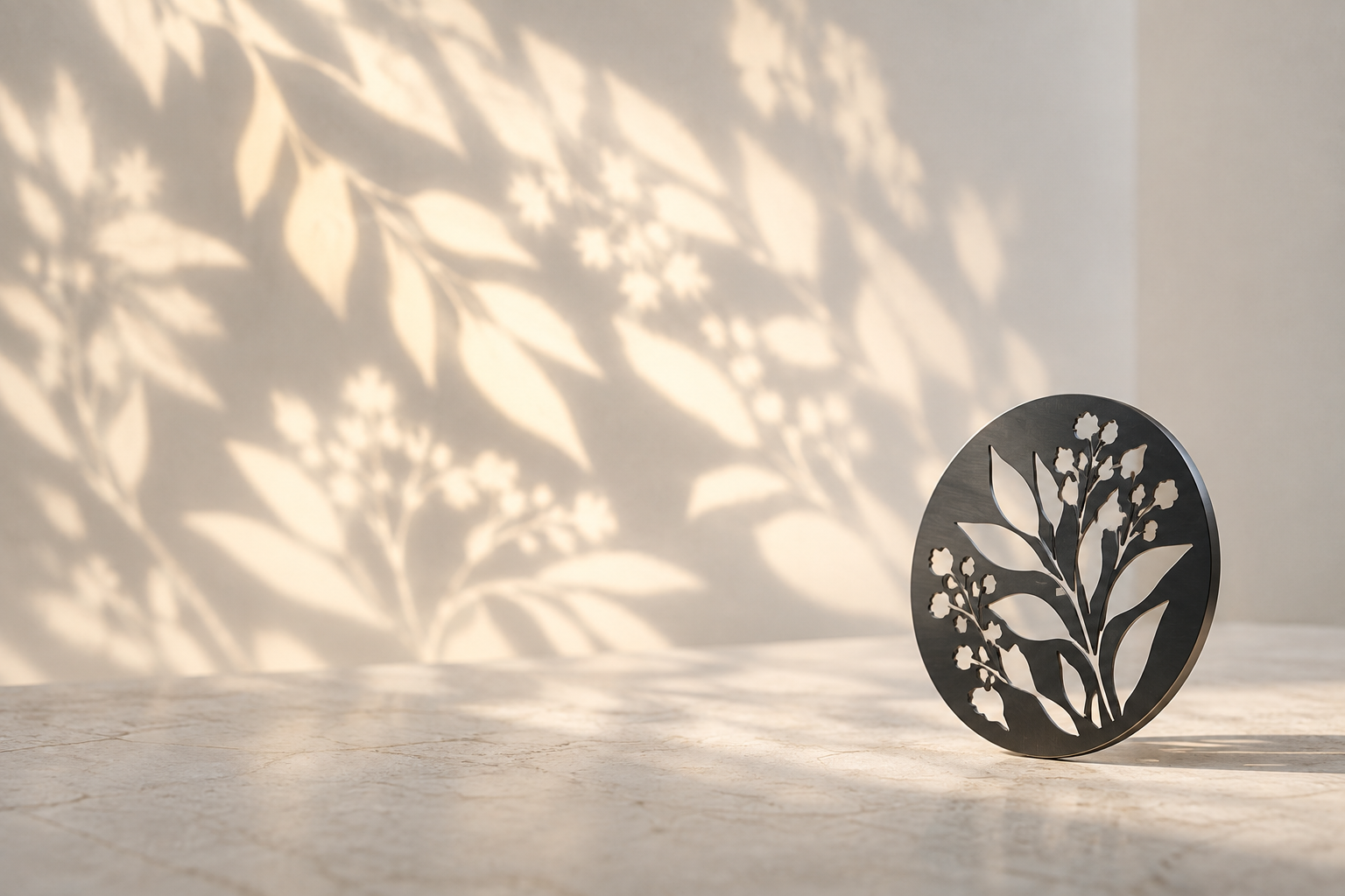 Concept illustration of botanical GOBO projection in a gallery